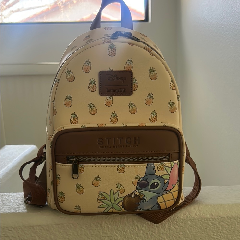 Loungefly Cream and Brown Backpack with Decorative Patch